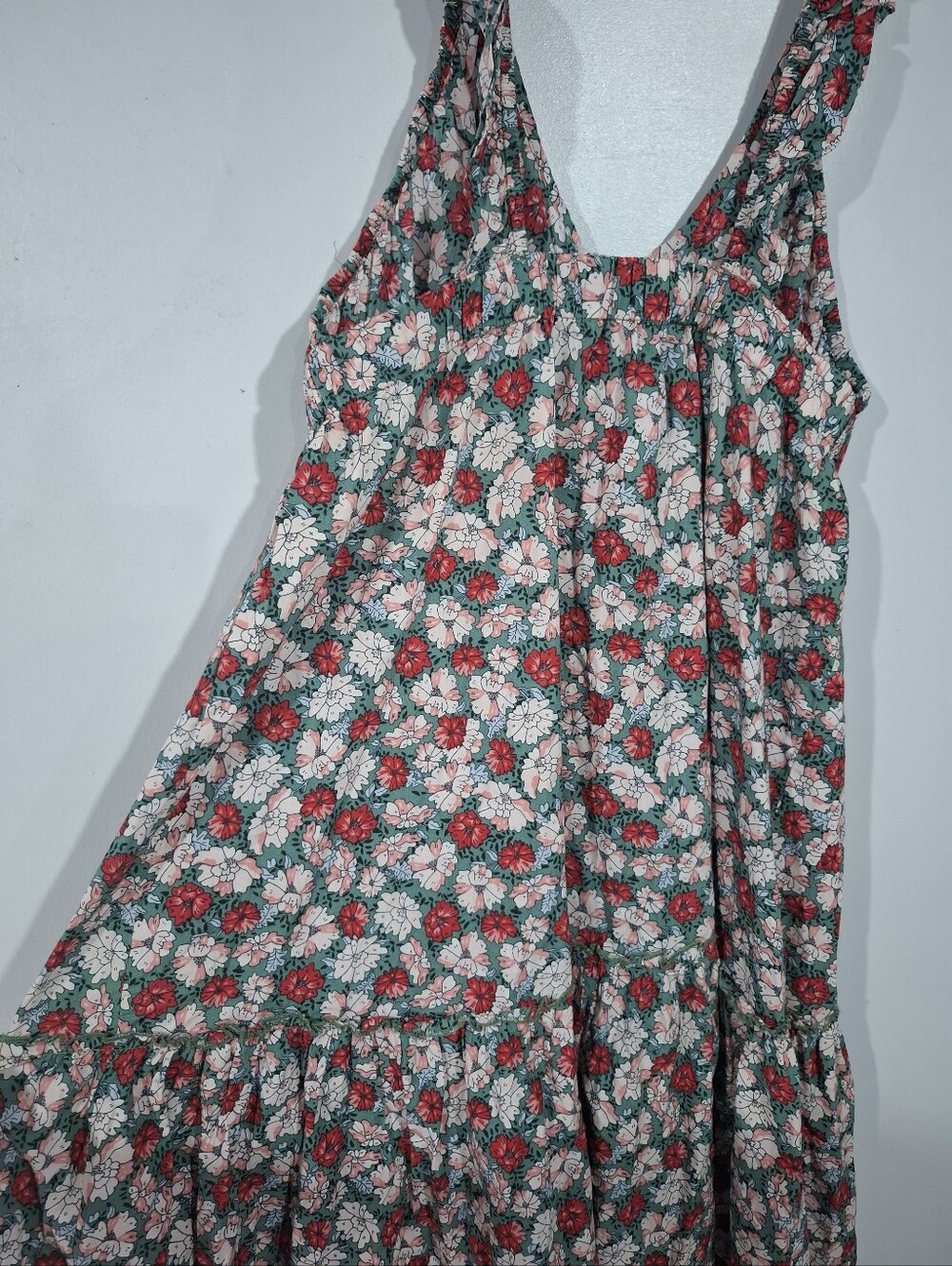 Mango Floral Maxi Dress Multicolor Ruffle Straps Tiered Sundress Cottagecore 8 - Picture 9 of 15